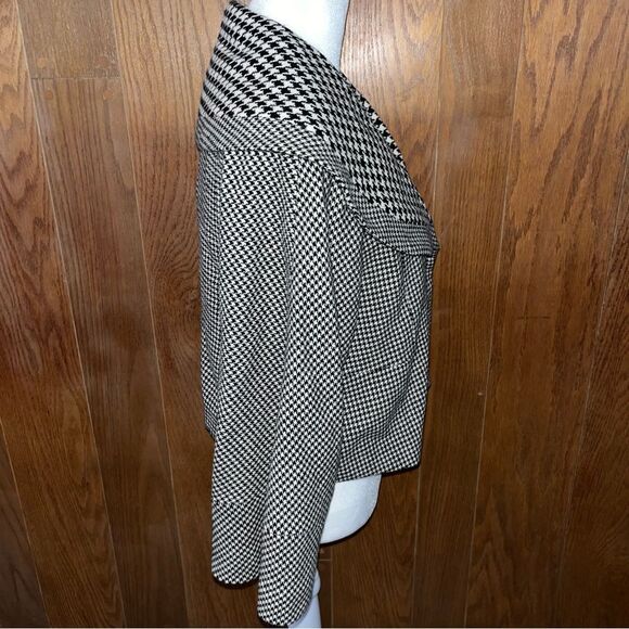 Cynthia Steffe Houndstooth Blazer 1 Button Wide Half Circle Collar Blk/Wht Y2K 8 - Picture 2 of 10